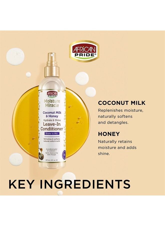African Pride Moisture Miracle Coconut Milk & Honey Leave-In Conditioner - Refreshes & Softens Natural Coils & Curls, Hydrates & Shines Hair, 8 oz  - Image 3