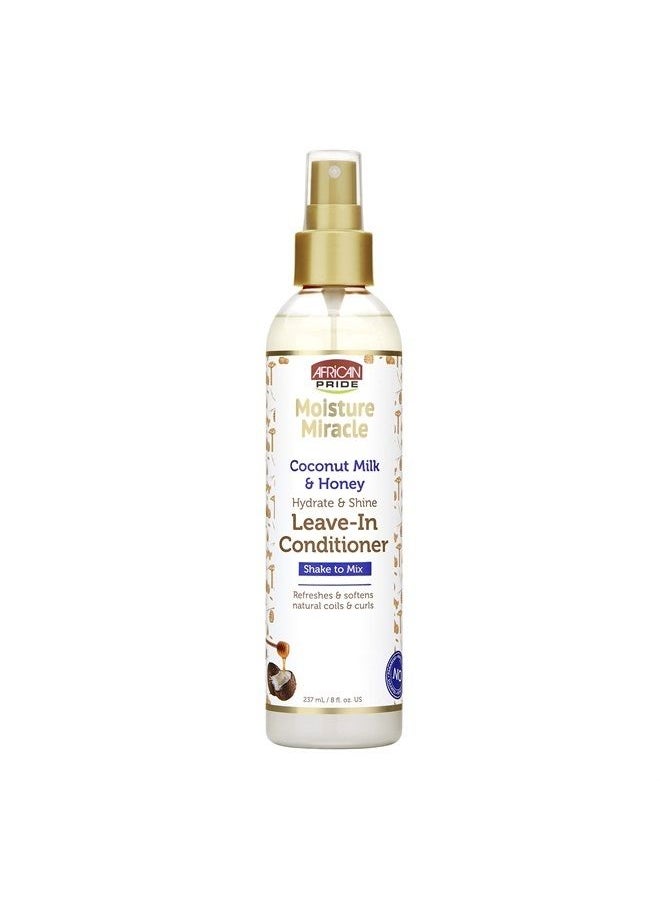 African Pride Moisture Miracle Coconut Milk & Honey Leave-In Conditioner - Refreshes & Softens Natural Coils & Curls, Hydrates & Shines Hair, 8 oz  - Image 1
