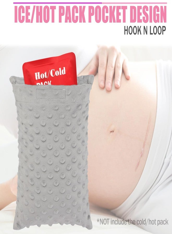 HapiPoppy Tummy Tuck Pillow with Pocket Hysterectomy Pillows Hysterectomy Recovery Must Haves Gifts for Abdominal Surgery Tiny Cough Cushion Minky Dot Light Gray - Image 4