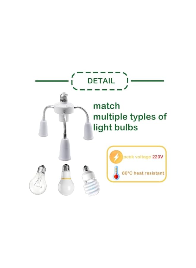 The Bros Light Socket Splitter 4 in 1 - Adapter Bulb Lamp Holder Converter - Lengthen Standard LED Bulbs Holder Base Adapter for E26/E27 Standard LED Bulbs, 360 Degrees Rotation Adjustable(1 Pack) - Image 3