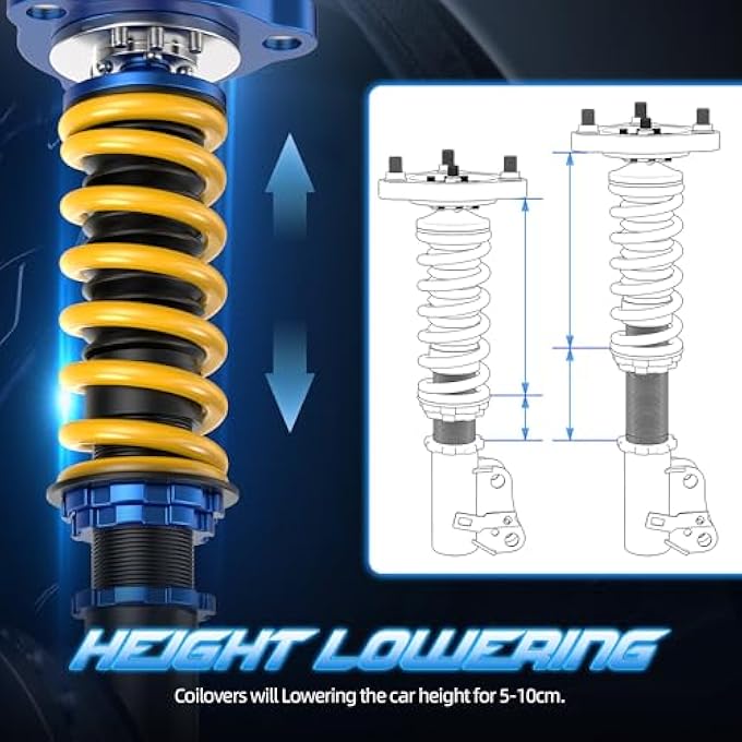 rayihni Height Adjustable Coilover Lowering Kit Compatible For 9802 Honda Accord 0103 Acura Cl 9903 Acura Tl Suspension Coil Spring Strut Shocks 4Pcs - Image 4