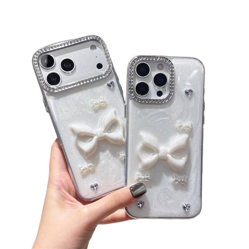 MS غطاء واقي بسيليكون لـ iPhone 14 / 14 Plus / 14 Pro / 14 Pro Max مع حماية من السقوط وتصميم فيونكة مع مقاوم للصدمات مع تشطيب راتنج مع تأثير لامع باللون Butterfly من السيليكون - Image 2