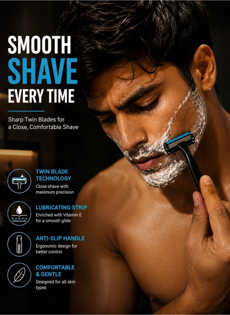 PearlMax Twin Blade Razors Smooth Shave with Aloe Vera Disposable Razors for Comfort and Precision Shaving 16 Pieces - Image 3