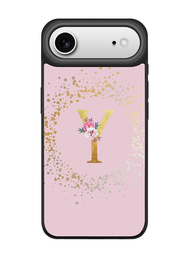 Stylizedd iPhone Air Case, [Compatible with MagSafe] Slim Magnetic cover Phone Case iPhone Air -Custom Monogram Floral - Y  (Pink ) - Image 1