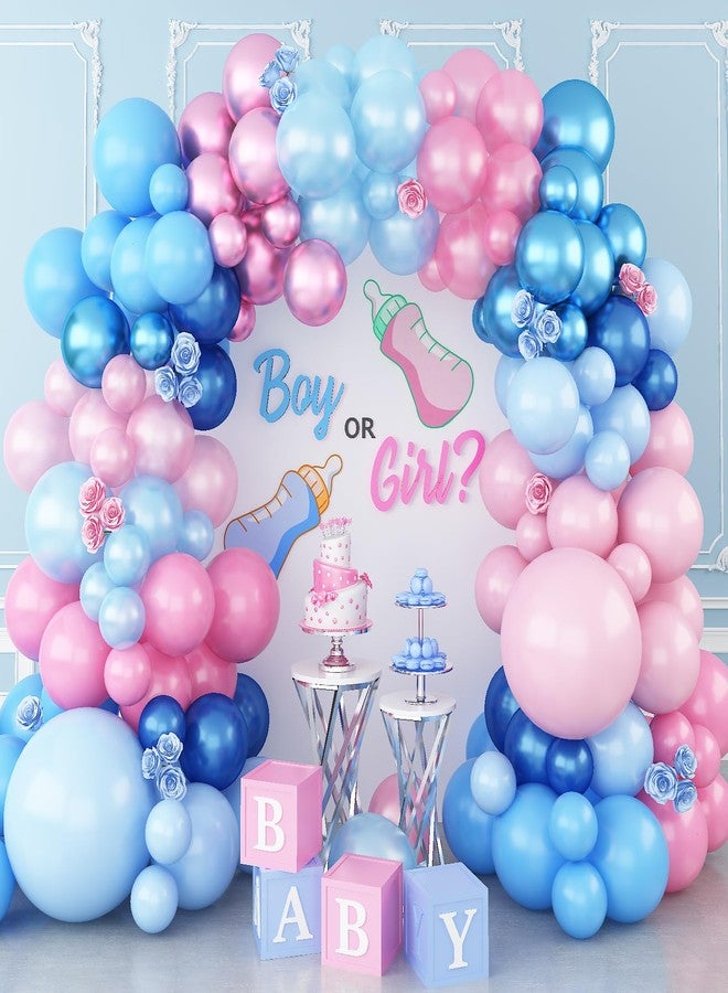Togvu Pink Blue Balloon Arch Garland Kit, 152Pcs 18/10/5 Inch Gender Reveal Balloons, Metallic Blue Pink Mixed Party Pearl Blue Pink Balloons for Boys Girls Baby Shower Birthday Decoration - Image 1
