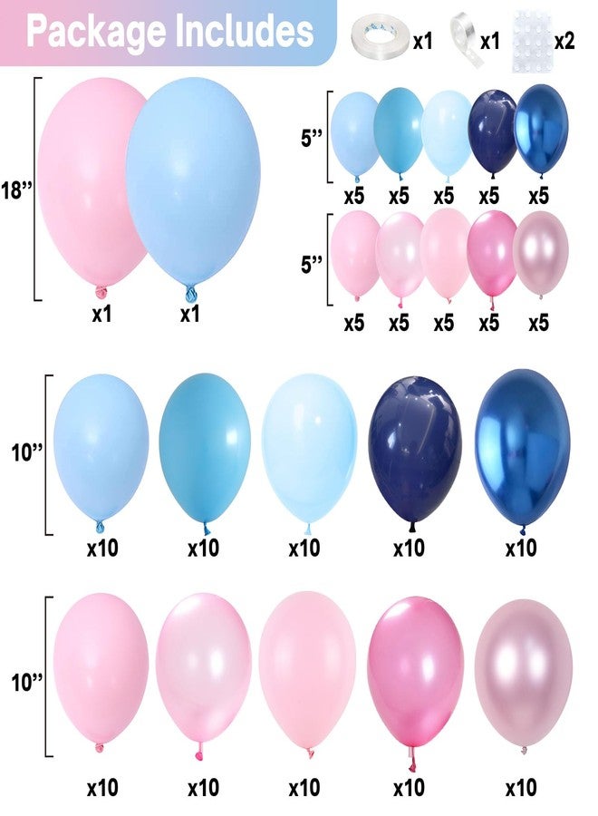 Togvu Pink Blue Balloon Arch Garland Kit, 152Pcs 18/10/5 Inch Gender Reveal Balloons, Metallic Blue Pink Mixed Party Pearl Blue Pink Balloons for Boys Girls Baby Shower Birthday Decoration - Image 2