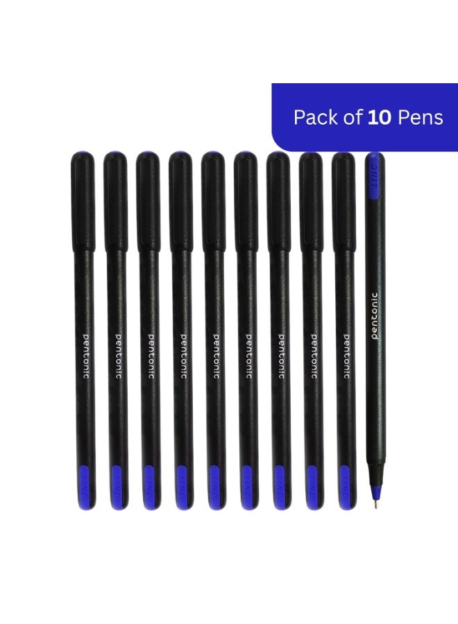 Pentonic 0.7mm Ball Point Pen Blister Pack | Black Body | Blue Ink | Set of 10 Pens - Image 2