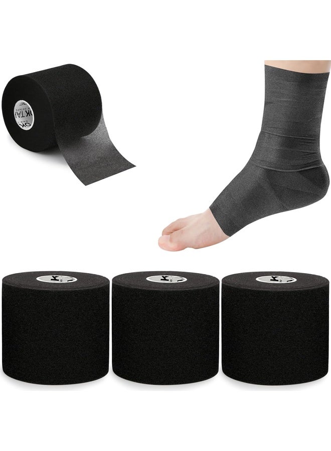 DUNISO 3Pcs Pre Wrap Tape, Foam Underwrap Sports Wrap,Soft Smooth Sports Wrap Roll,Pre Wrap Bandage Sport Tape for Ankles Wrists Hands Elbows，7*27cm，Black - Image 1