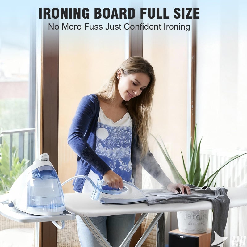 oleaf Ironing Board with Cover and Thicken Pad 43 x 13 Height Adjustable Full Size Foldable Iron Board with Iron Rest, Stable Steel Legs, Metal Construction, Heat Resistant, Silver - Image 5