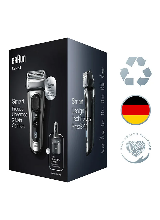 BRAUN Wet And Dry Shaver Series 8 With 5-In-1 Smart Care Center And Travel Case 8467CC