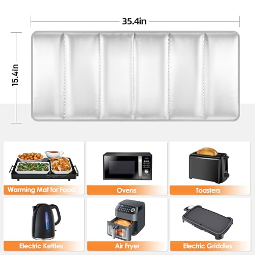 Amerbro 35.4×15.4 in Heat Resistant Mat for Food Warming Mats, Heat Resistant Mats for Countertop Reflects 95% of Heat, Waterproof and Oilproof Hot Pad With Non-slip Bottom for Air Fryer, Coffee Maker, Oven - Image 4