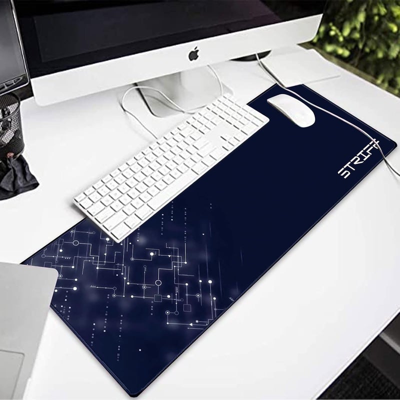 Striff وسادة ماوس للألعاب بحجم كبير (800 مم × 300 مم × 3 مم) | حواف مخيطة | قاعدة مطاطية غير قابلة للانزلاق | كمبيوتر محمول | وسادة لوحة مفاتيح وماوس للمكتب والمنزل (أزرق إلهي) - Image 3