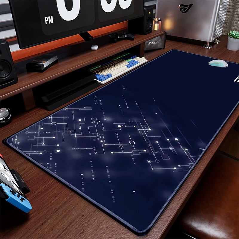 Striff وسادة ماوس للألعاب بحجم كبير (800 مم × 300 مم × 3 مم) | حواف مخيطة | قاعدة مطاطية غير قابلة للانزلاق | كمبيوتر محمول | وسادة لوحة مفاتيح وماوس للمكتب والمنزل (أزرق إلهي) - Image 5