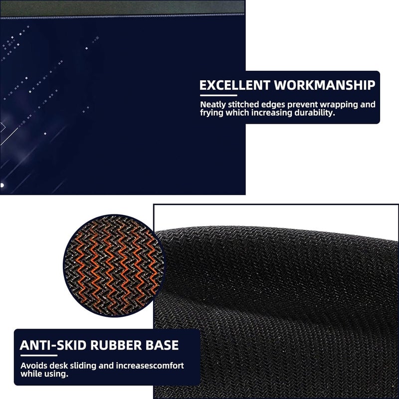 Striff وسادة ماوس للألعاب بحجم كبير (800 مم × 300 مم × 3 مم) | حواف مخيطة | قاعدة مطاطية غير قابلة للانزلاق | كمبيوتر محمول | وسادة لوحة مفاتيح وماوس للمكتب والمنزل (أزرق إلهي) - Image 4