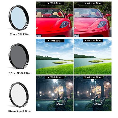 Apexel 52mm Filter Lens Kit (Graduated Filter Lens-Red Orange Yellow Blue, CPL, ND32, Star Lens-6 Point) for Smartphone Camera Canon Nikon Sony Olympus - Image 3