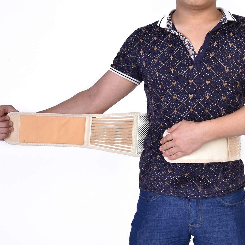 Self Heating Magnetic Lumbar Support Belt Posture Corrector Breathable Waist Brace For Men And Women Beige XL - Image 4