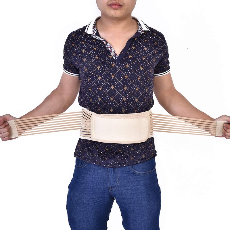 Self Heating Magnetic Lumbar Support Belt Posture Corrector Breathable Waist Brace For Men And Women Beige XL - Image 3