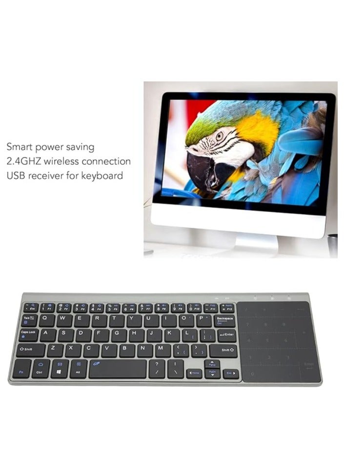 erorex 2.4G Wireless Keyboard with Touchpad, Ultra Compact All-In-One Media Keyboard Sensitive Trackpad Touch TV Keyboard Smart Power Saving Full Size Keyboard for TV-Connected Computer, Smart TV - Image 4
