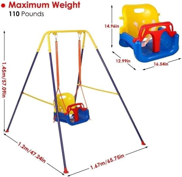 KEYOZA Baby 2in1 Swing Set for Todder HeavyDuty AFrame Metal Swing Set for Playground Backyard Outdoor Indoor Swing Toddler Swing Set - Image 5