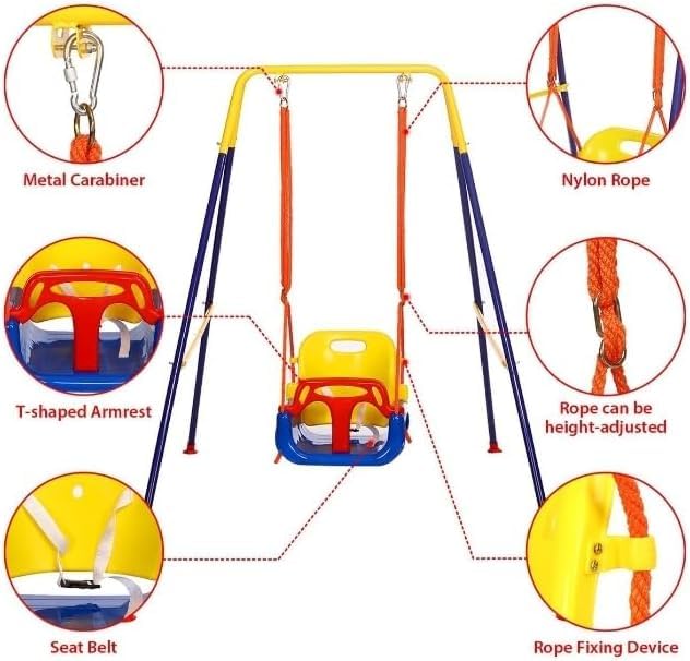 KEYOZA Baby 2in1 Swing Set for Todder HeavyDuty AFrame Metal Swing Set for Playground Backyard Outdoor Indoor Swing Toddler Swing Set - Image 3