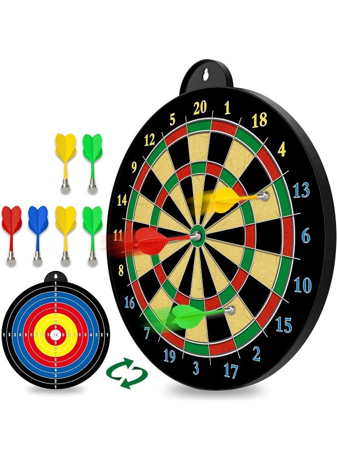 DEXO 17” Magnetic Dart Board Game Set – Double-Sided Indoor & Outdoor Dartboard with 6 Safe Magnetic Darts for Kids & Family Party Games - Image 1