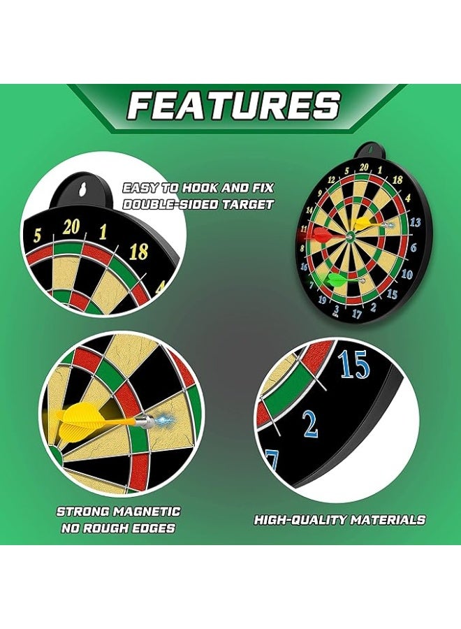 DEXO 17” Magnetic Dart Board Game Set – Double-Sided Indoor & Outdoor Dartboard with 6 Safe Magnetic Darts for Kids & Family Party Games - Image 2