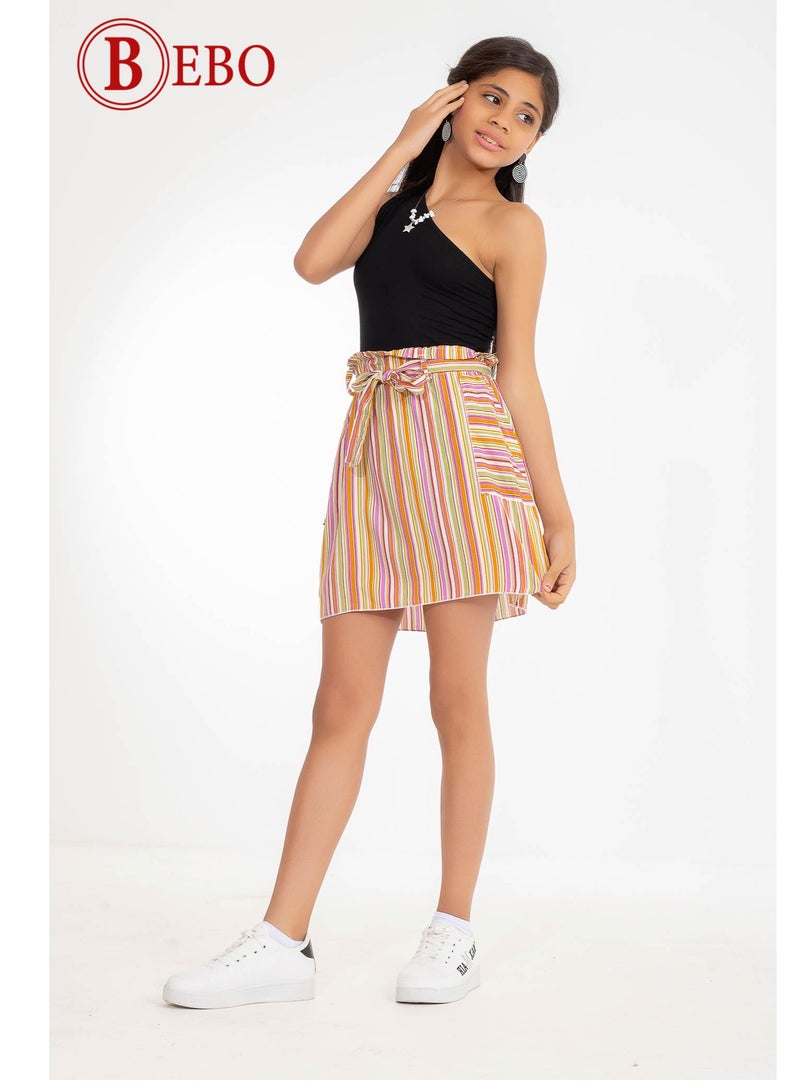 بي سي سي بيبو_جيبة مقلمة_برتقالي - Image 2