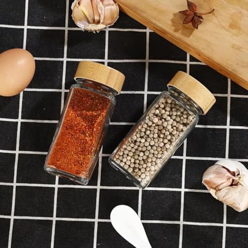 WHISKET - 100 Ml Multipurpose Spice Jars Set With Bamboo Lids | Square Spice Jars Set| Moisture-Resistant Masala, Herbs & Seasonings Storage Containers. (8) - Image 2