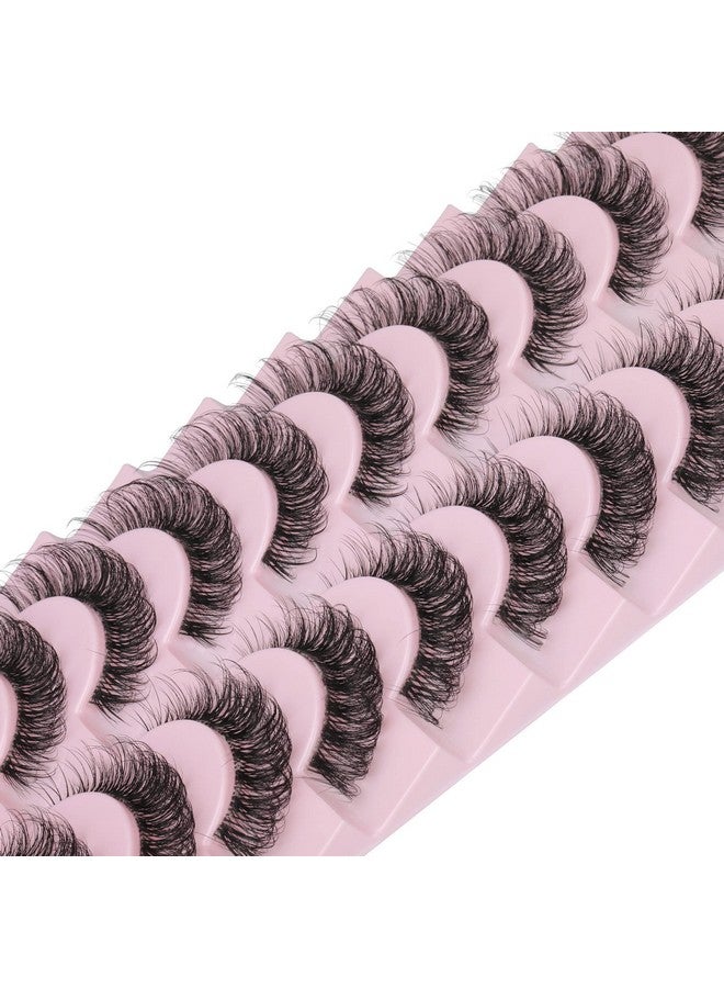 wiwoseo Eyelashes Clear Band Natural Wispy Fluffy Lashes Natural Look Russian Strip Lashes 3D Effect 16Mm Cat Eye Lashes That Look Like Extensions False Lashes 10 Pairs Pack - Image 4