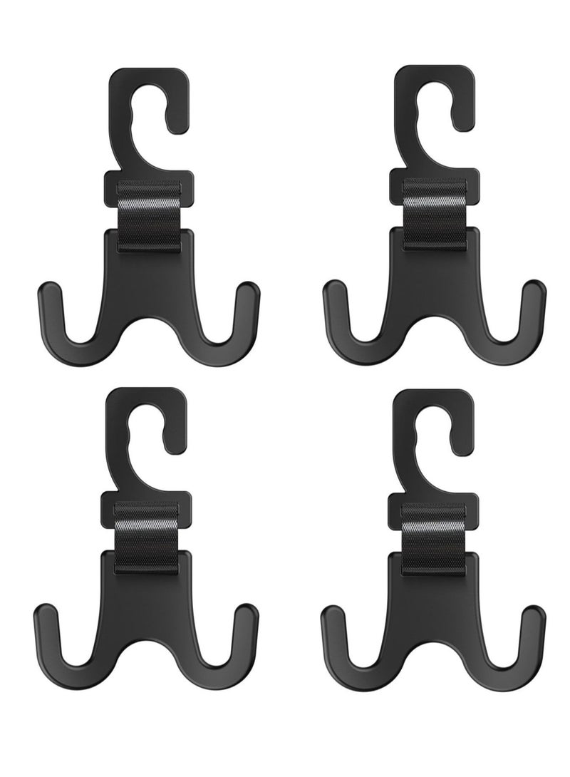 Excefore Car Seat Headrest Hook, Auto Seat Hooks for Bags and Daily Necessity, 4 Pack Headrest Hooks for Car, Black - Image 1
