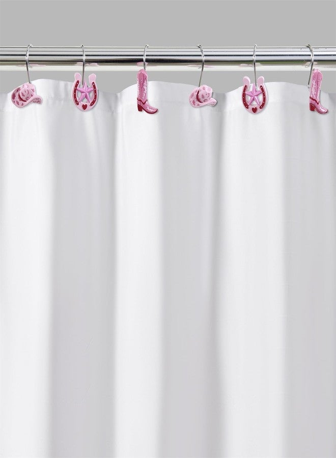 Aldopein Pink Cowgirl Decorative Shower Curtain Hooks Rings for Aesthetic Funky Girls Rodeo Shower Curtains Bathroom Decorations, Metal Rustproof Cute Horseshoe Cowboy Boots Hats Shower Curtain Hooks - Image 2