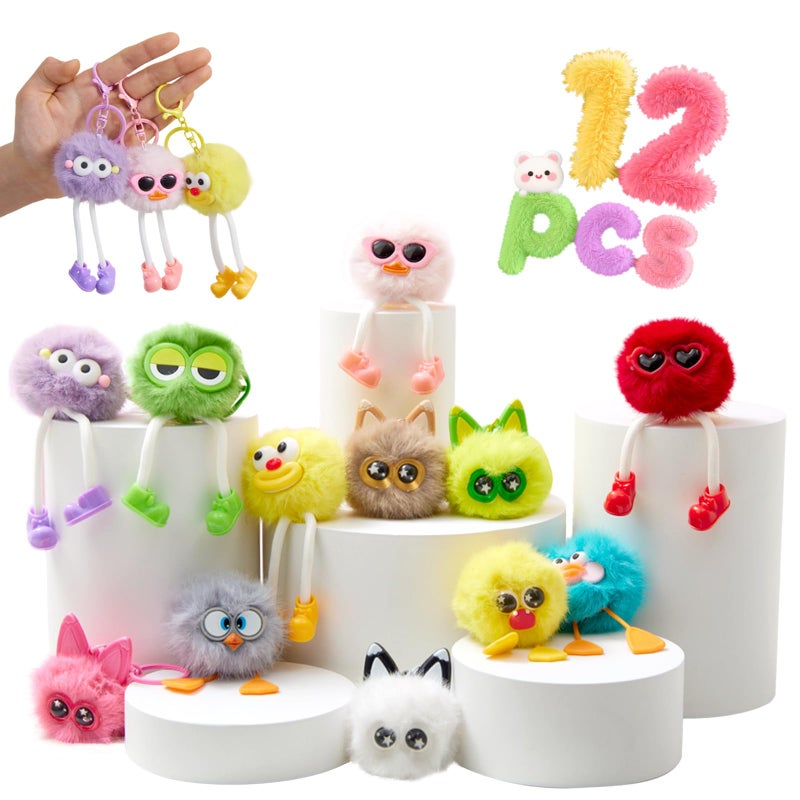 OMyFav 12 PCs Kids Keychains - Keychain Cute for Birthday Goodie Bags Easter Egg Fillers for Kids Easter Egg Stuffers Classroom Party Favors Pinata Toys Keyrings Classroom Prizes Elementary Child Bulk Items - Image 1