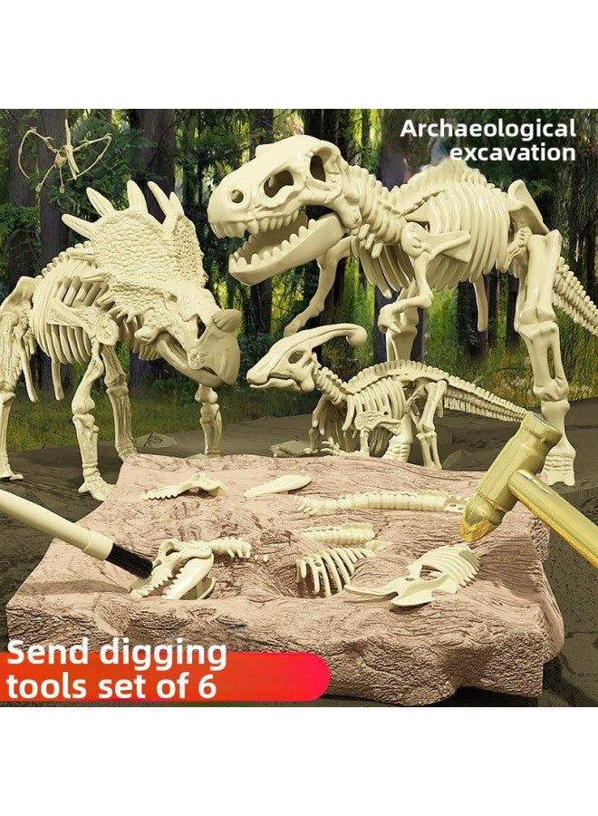 حفريات الديناصورات للأطفال، ألعاب حفر أثرية مصنوعة يدويًا للأولاد والبنات، حفر الأحجار الكريمة والبيض، صندوق البحث عن الكنز العمياء - اللون: إصدار مبسط من سبينوصور - Image 2