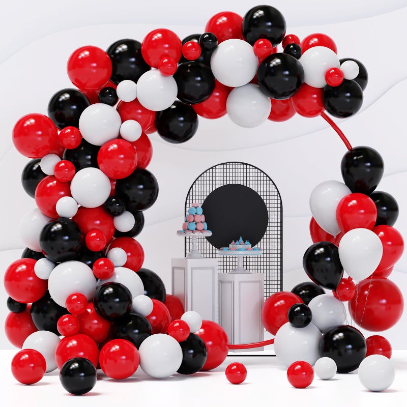 YMSZ Red and Black Balloons, 120pcs Red White and Black Balloons Garland Arch Kit for Birthday,New Year,Graduation Decorations - Image 1