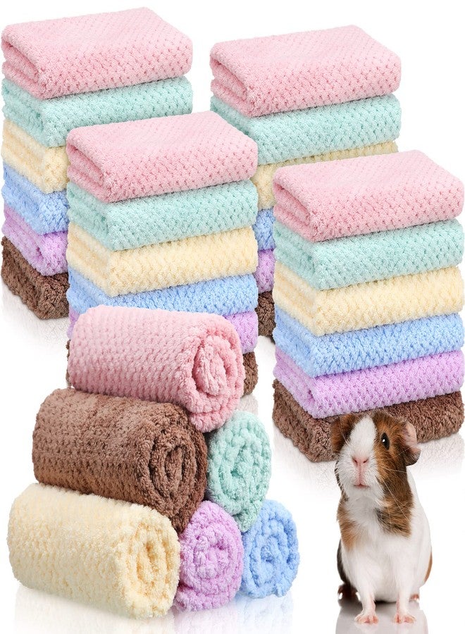 Batiyeer 36 Pcs Guinea Pig Blankets Soft Fleece Cage Liners Guinea Pig Accessories Washable Bedding Sleeping Mats Absorbent Bath Towels for Small Animals Pets Rabbit Hamster Rat Dog Hedgehog, 11.8 x 11.8 Inch - Image 1