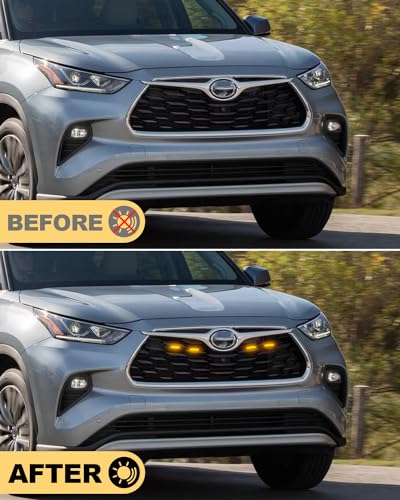 OKLSG LED Amber Grill Lights for Toyota Highlander 2024 2023 2022 2021 2020 Grille Lights Highlander Accessories,4pcs - Image 2