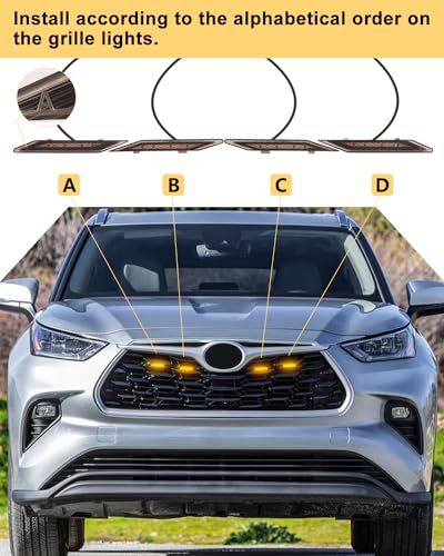 OKLSG LED Amber Grill Lights for Toyota Highlander 2024 2023 2022 2021 2020 Grille Lights Highlander Accessories,4pcs - Image 4