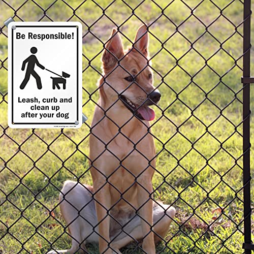 SmartSign "Be Responsible - Leash, Curb and Clean Up After Your Dog" Sign , Black on White , 7" x 10" Plastic - S-5619-PL-10 - Image 3