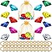 Chalyna 60 Pcs Acrylic Diamond Gem Jewelry Alloy Round Ring Set Halloween Party Favor Pirate Treasure Hunting Cake Decor with Gift Bag for Birthday Fresh Style - Image 3