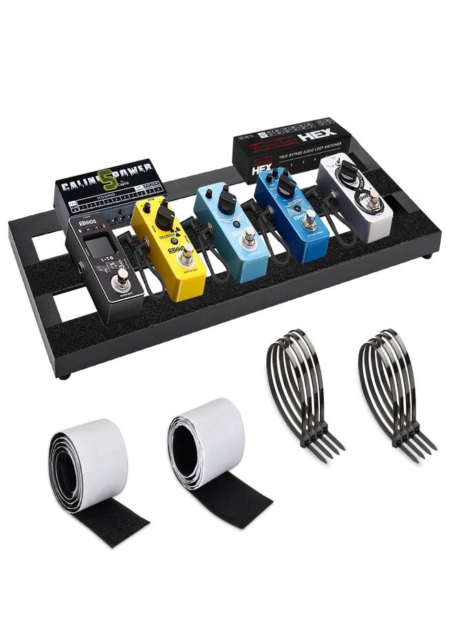 GOGHOST Medium Guitar Pedal Board, 20x8x1.2", Aluminum Alloy Black Effects Pedal Board with Adhesive Hookside Tape - Image 1