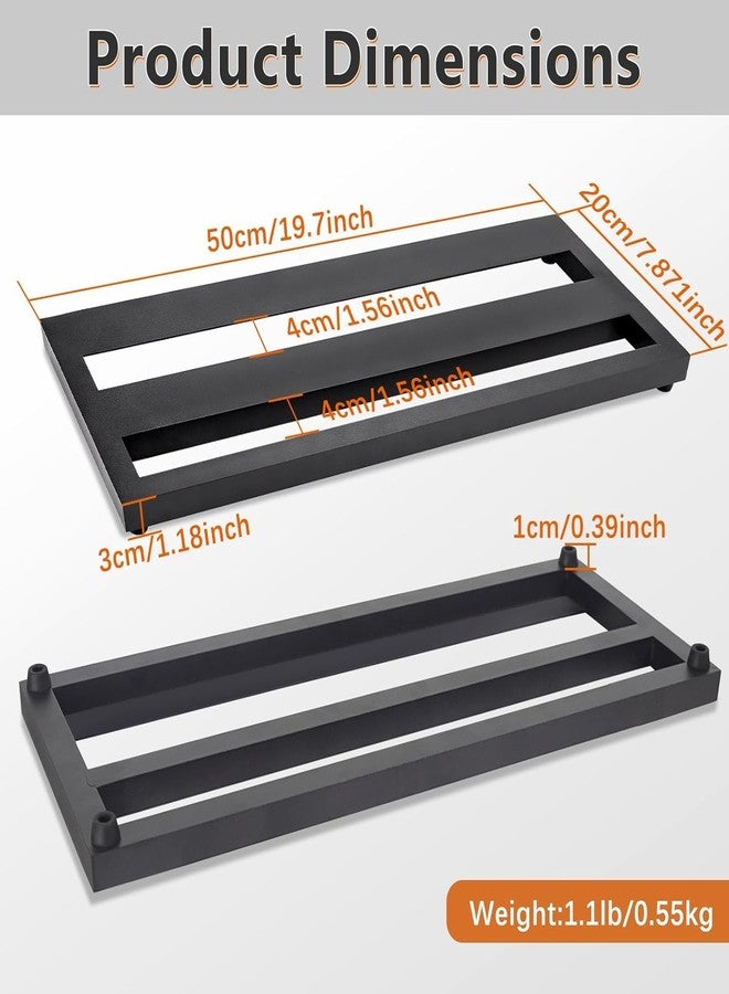 GOGHOST Medium Guitar Pedal Board, 20x8x1.2", Aluminum Alloy Black Effects Pedal Board with Adhesive Hookside Tape - Image 2