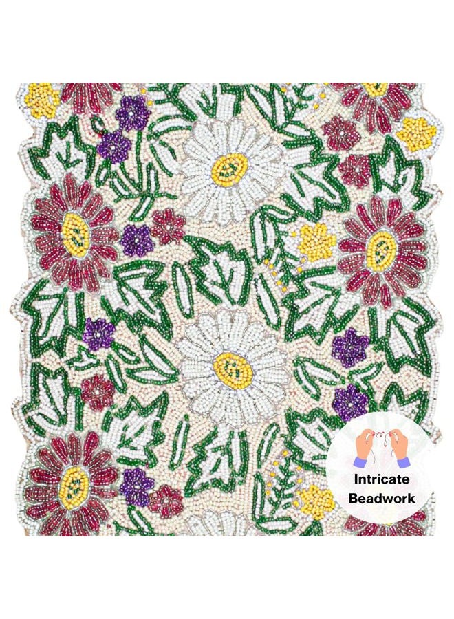 CLEENTABLE Beaded Table Runner, Handcrafted Table Decor, Decorative Table Centerpiece, High End Table Runner, Luxury Dining - 13 x 36 Inches - Spring Color - Image 5