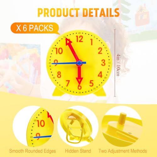 Henoyso 48 Pcs Teaching Clock Kit for Kids to Tell Time Mini Teaching Clock Bulk for Student Early Basic Math Skills Development Teacher and Classroom Supplies - Image 2