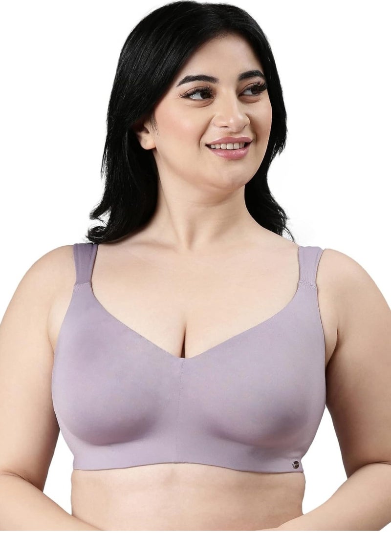 enamor Women Full Coverage Moulded Cups T-shirt Bra Non-Wire Silver Lilac - Image 1