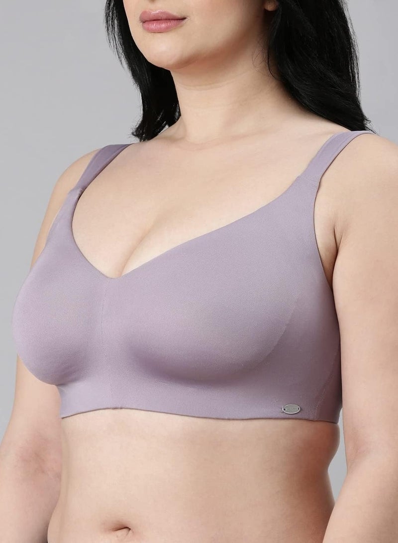 enamor Women Full Coverage Moulded Cups T-shirt Bra Non-Wire Silver Lilac - Image 2