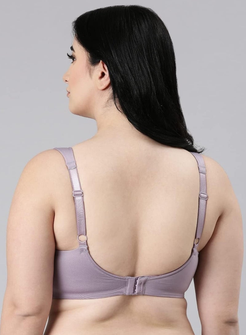 enamor Women Full Coverage Moulded Cups T-shirt Bra Non-Wire Silver Lilac - Image 3