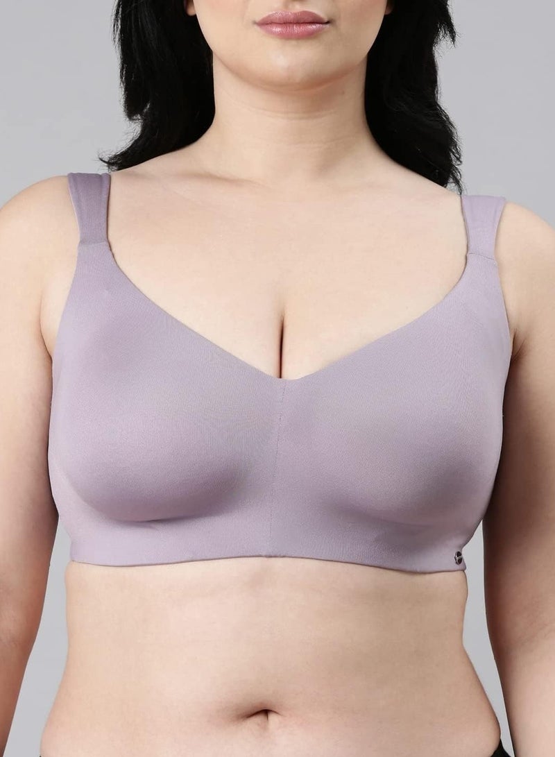 enamor Women Full Coverage Moulded Cups T-shirt Bra Non-Wire Silver Lilac - Image 4