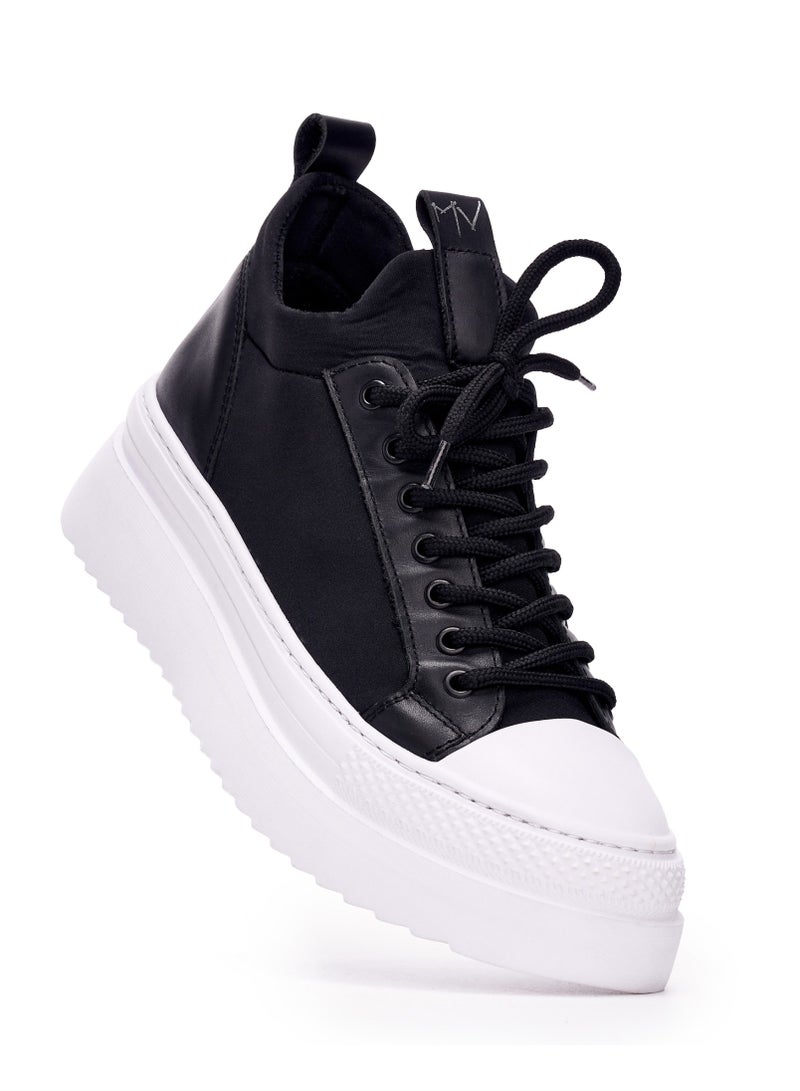 Martin Valen Valento Black and White Knitwear Sneakers - Image 4