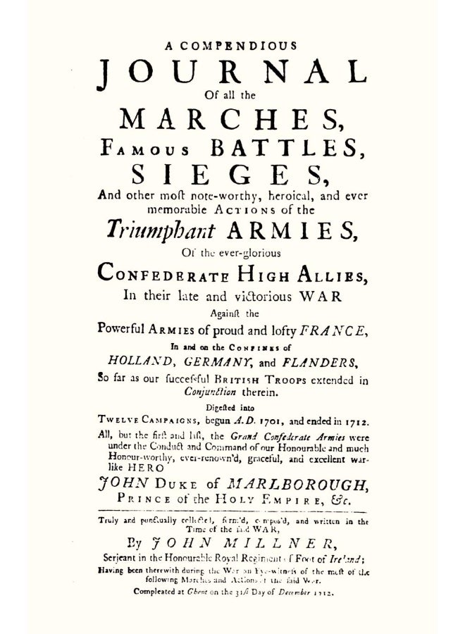 COMPENDIOUS JOURNAL OF ALL THE MARCHES FAMOUS BATTLES & SIEGES (of Marlborough) - Image 1
