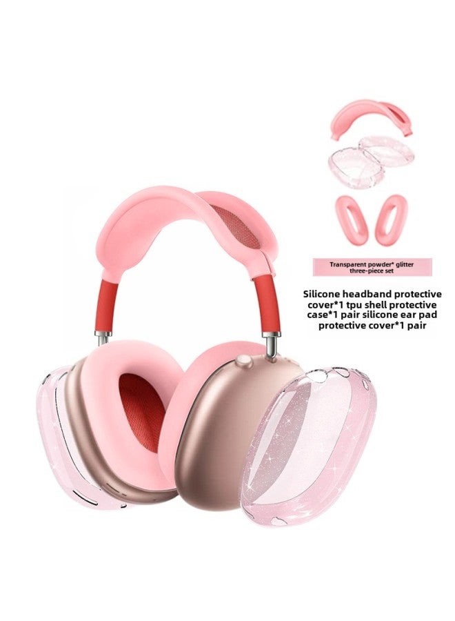 Suitable For Airpodsmax Protective Case Headphone Protective Case Airpodsmax Protective Case Tpu Glitter-Color:Translucent Glitter *light Powder Three-piece Set (glitter Tpu Shell Cover * 1 Pair + Headband Cover * 1 + Ear Cushion Cover * 1 Pair)-Applicable Model:AirPodsMax  - Image 1
